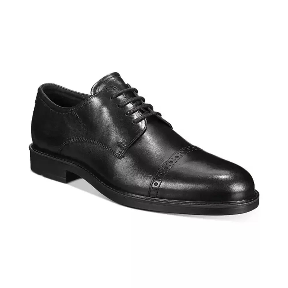 Ecco Vitrus III Cap Toe Oxford Black Leather Shoes Men Size 42 EU